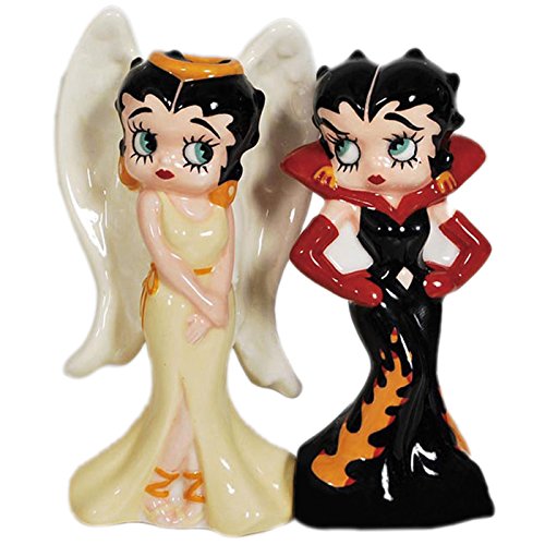 Westland Giftware Magnetic Ceramic Salt and Pepper Shaker Set, Angel and Devil Betty, Multicolor