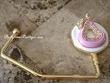 Jeweled Handbag Purse Hanger Hook-Pink Pear