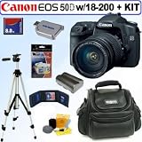 Canon – EOS 50D – Appareil photo reflex numérique – Ecran LCD Clear View 3″ – Capteur 15,1 MP – Sortie HDMI – Boîtier + Objectif EF-S 18-200 IS + Kit Accessoires Somptueux