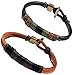 Areke Mens Genuine Leather Bracelets Cool Vintage Male Unisex Wrap Wrist Bracelet Rope Color Black