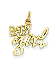 14K Yellow Gold Baby Girl Charm Polished Pendant