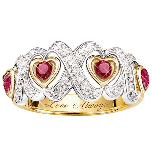 Engraved Hearts And Kisses Ruby And Diamond Ring Jewelry Gift For Her Engraved Hearts And Kisses Ruby And Diamond Ring Jewelry Gift For Her