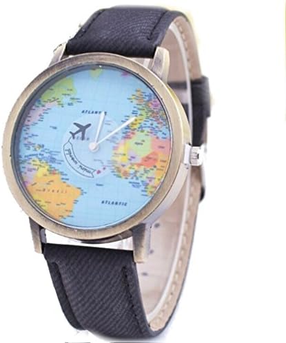 Floating Airplane over World Map Wrist Watch Airplane Travelers Watch:205