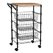 4-Layer Kitchen Cart with Wood Top - Black