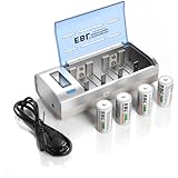 EBL 906 Battery Charger with 4-Piece 5000mAh C Rechargeable Batteries