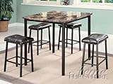 5pc PACK Counter Height Table w/ Faux Marble Top #AC 016050