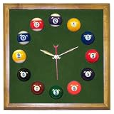 Square Oak Billiard Clock With Standard Green Mali Felt