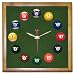 Square Oak Billiard Clock With Standard Green Mali Felt