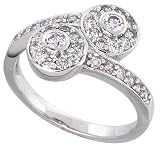 Sterling Silver Vintage Style Engagement ring, w/ CZ Stones, 1/2 (12mm) wide