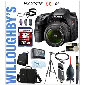Sony Alpha SLT-A65 Digital SLR Deluxe Kit Includes Sony SLT-A65V Digital SLR Camera with Sony AF DT 18-55 F3.5-5.6 SAM + LexSpeed 16GB Class 10 + Lowepro Deluxe Camera Bag + Extra Spare Battery + 6' HDMI Cable + Sunpak Heavy Duty Digital Mon-Tripod