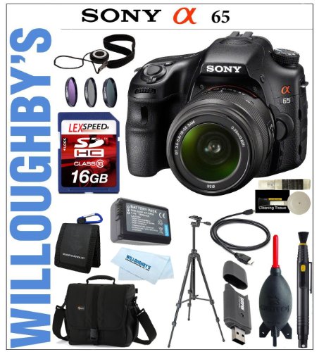 Sony Alpha SLT-A65 Digital SLR Deluxe Kit Includes Sony SLT-A65V Digital SLR Camera with Sony AF DT 18-55 F3.5-5.6 SAM + LexSpeed 16GB Class 10 + Lowepro Deluxe Camera Bag + Extra Spare Battery + 6' HDMI Cable + Sunpak Heavy Duty Digital Mon-Tripod