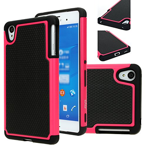Sony Z4 Case , Xperia Z4 case, E LV Sony Xperia Z4 Case Full Body Hybrid Armor Protection Defender Case Cover - Dual Layer Armor Protective Case Cover for Sony Xperia Z4 - HOT PINK