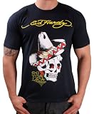 Ed Hardy By Christian Audigier Men's Crew Neck Sombrero Skull T-Shirt Blue Size M
