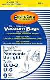 Panasonic Types U, U-3, U-6 Vacuum Bags Microfiltration with Closure - 9 Pack