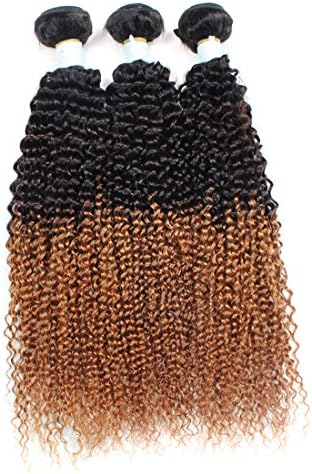 Lolly Hair 7A Ombre Brazilian Curly Hair 3 Bundles T1B/4/27 Honey Blonde Color Brazilian Virgin Hair Extensions (12 12 12)