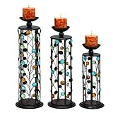 IMAGE OF Color Medley Metal Pillar Decorative Candle Holders - Set of 3