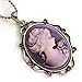 Violet Purple Cameo Pendant Necklace Charm Ladies Women Fashion Jewelry