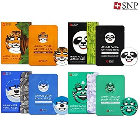 SNP Cosmetic Animal Character Printed Mask 10ea Box Case 4 Type (5pcs - 4 Set) by SNP Cosmetic