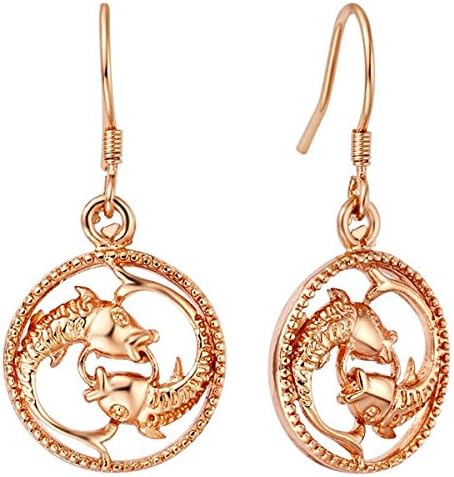 12 Constellations Pisces 18K Gold Plated Earring Eardrop Jewellery - Golden