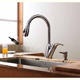 Kraus KPF-2120-SD20 Single Lever Pull Out Kitchen Faucet and Soap Dispenser, Stainless Steel