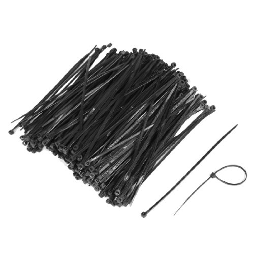 Amico 500 Pcs Black Self Locking Nylon Fasten Wire Cable Zip Ties 4mm x 145mm On Sale