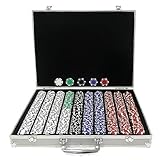 IMAGE OF Trademark Poker 1000 11.5-Gram Dice-Striped Chips in Aluminum Case