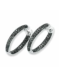 1.3 Carat 14K White Gold Black Diamond Hinged Hoop Earrings