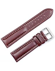 22mm DB Soft Oil Tanned Genuine Leather Contrast Stitch Brown Watch Band Strap fits BREITLING - 8 inches - Regular Length