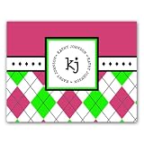 Argyle Stampable Notecards in Pink and Green - Set of 10 by PSA Essentials