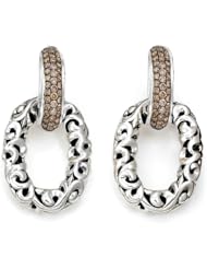 Charles Krypell Sterling Silver and Brown Diamond Door Knocker Earrings