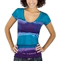 License Juniors Waterfall Stripe Wash Graphic Tee - Teal Combo