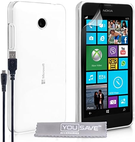 Yousave Accessories Microsoft Lumia 532 Case Crystal Clear Hard Cover And Micro USB Cable