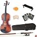 Mendini 4/4 MV300 Solid Wood Violin in Satin Finish with Hard Case, Shoulder Rest, Bow, Rosin and Extra Strings - Full Size