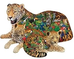 Sunsout Rainforest Jaguar Shaped Jigsaw Puzzle