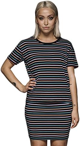 KIZMET-[Street Leisure Inspired by ASOS]Women's Teknocolor Yarn Dye Stripe Boxy T shirt Multi Size S