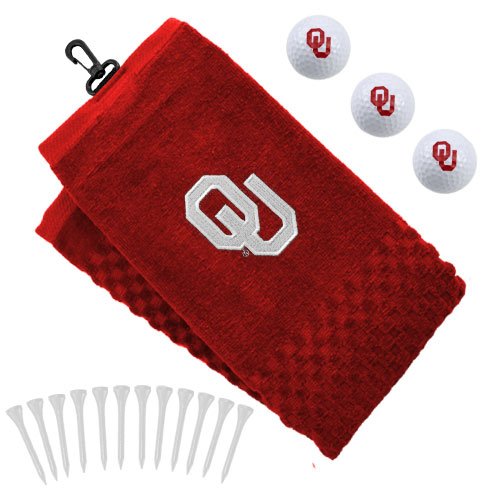 Oklahoma Sooners Embroidered Golf Towel, Golf Balls Tees Gift Set
