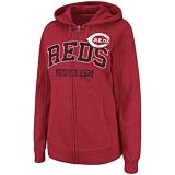 MLB Women's Cincinnati Reds Real Flava Long Sleeve Full Zip Hoodie (Athletic Red Pepper Heather, Medium)
