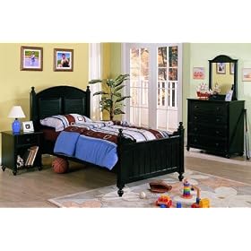 4pc Contemporary Louvered Design Distressed Twin Size Bedroom Set