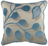 Evans Lichfield Delphina Polyester Fibre Filled Leaf Velvet Cushion, 17 x 17-inch, Blue
