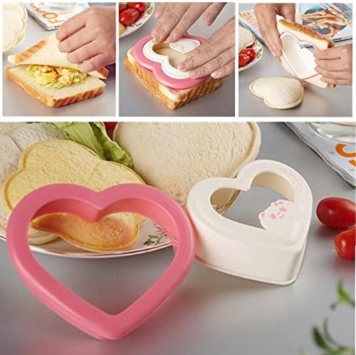 Cute Lovely Pink Heart Sandwich Maker Bread Cake Mold Cutter DIY Tools Plastic
