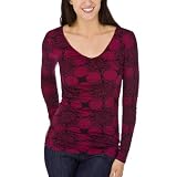 Mossimo&Acirc;&reg; Black Womens Slim Sleeve V-Neck Top - Cherry Tart