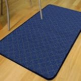 Trellis Blue Anti Slip Utility Kitchen Rug Mat 0.66m X 1.33m (2'3 X 4'5 Approx)