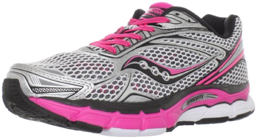 Saucony Women's Powergrid Triumph 9 Running Shoe,White/Black/Pink,8 M US
