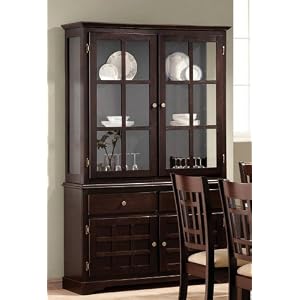 China Cabinet Buffet Hutch with Lattice Design Deep Cappuccino Finish by Coaster
