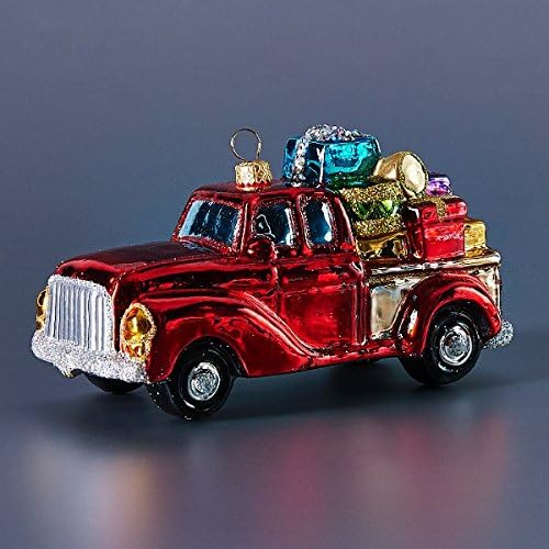 Glassor Vintage Truck with Gifts Christmas Ornament