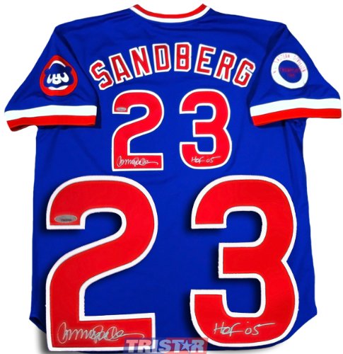 Ryne Sandberg Signed Autographed Chicago Cubs M&N Authentic Jersey Inscribed HOF 05