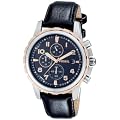 Fossil Mens Watch FS4545 with Black Multi Dial, Stainless Steel and Rose Gold Case With a  Black Leather Strap