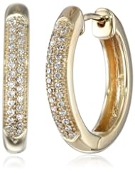 10k Gold Pave Diamond 0.15 cttw Hoop Earrings