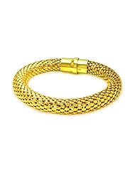10MM Sterling Silver Italian Bracelets Beaded Style Gold Plated Magnet Lock Bracelet 7.5 Inches