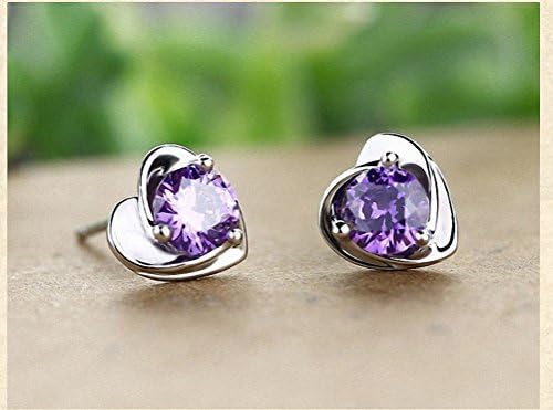 trendy on sale saphire women silver earring zircon aquamarine heart shaped flower piercing earring for girls